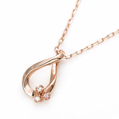 LA PUREZZA ピンクゴールド ネックレス ダイヤモンド 名入れ 刻印 当店