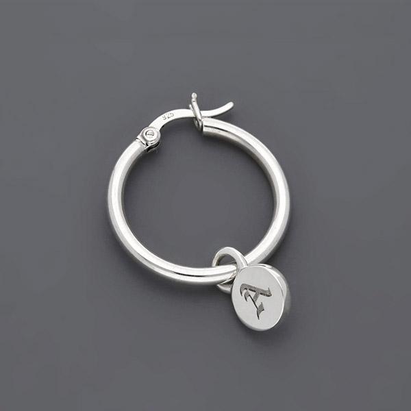 シルバーペアピアス SAINTS フープピアス イニシャル カップル