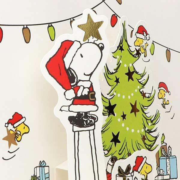 クリスマス(スヌーピー ツリーを飾って) メッセージカード レディース