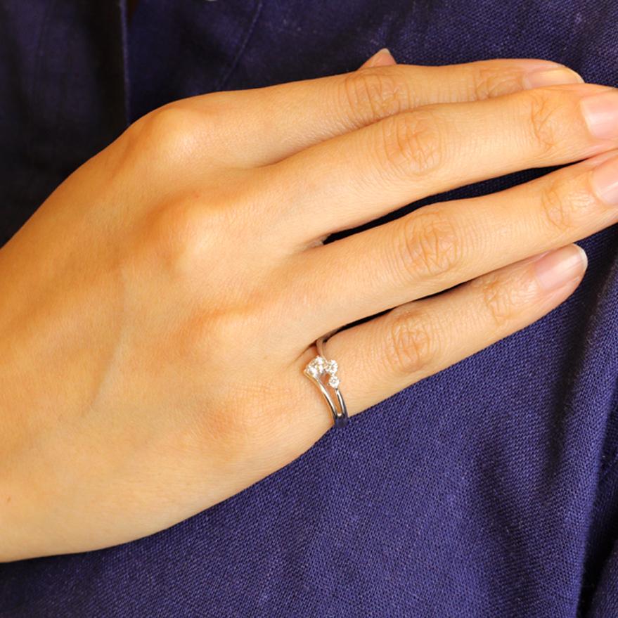 K18WGダイヤモンド0.20ctピンキーリング 全国送料無料 diamond  