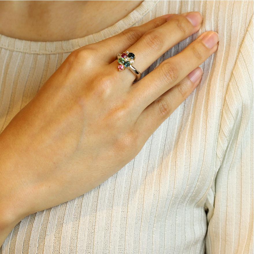 Pt900/K18ダイヤモンド0.20ct/トルマリン1.40ctリング tourmaline 全国