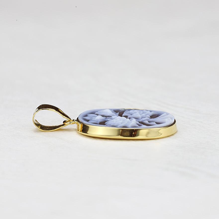 SOLD OUT】イタリア製 K18ストーンカメオペンダント ””花” 全国送料