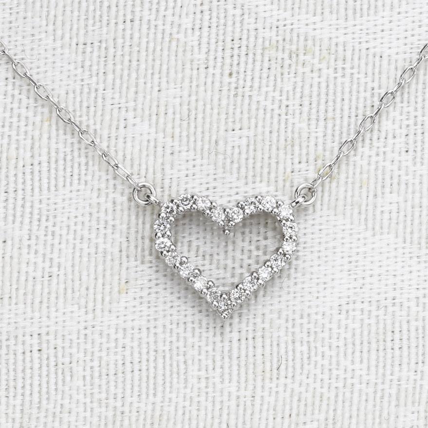 K18WGダイヤモンドネックレス0.19ct ハート 全国送料無料 diamond 