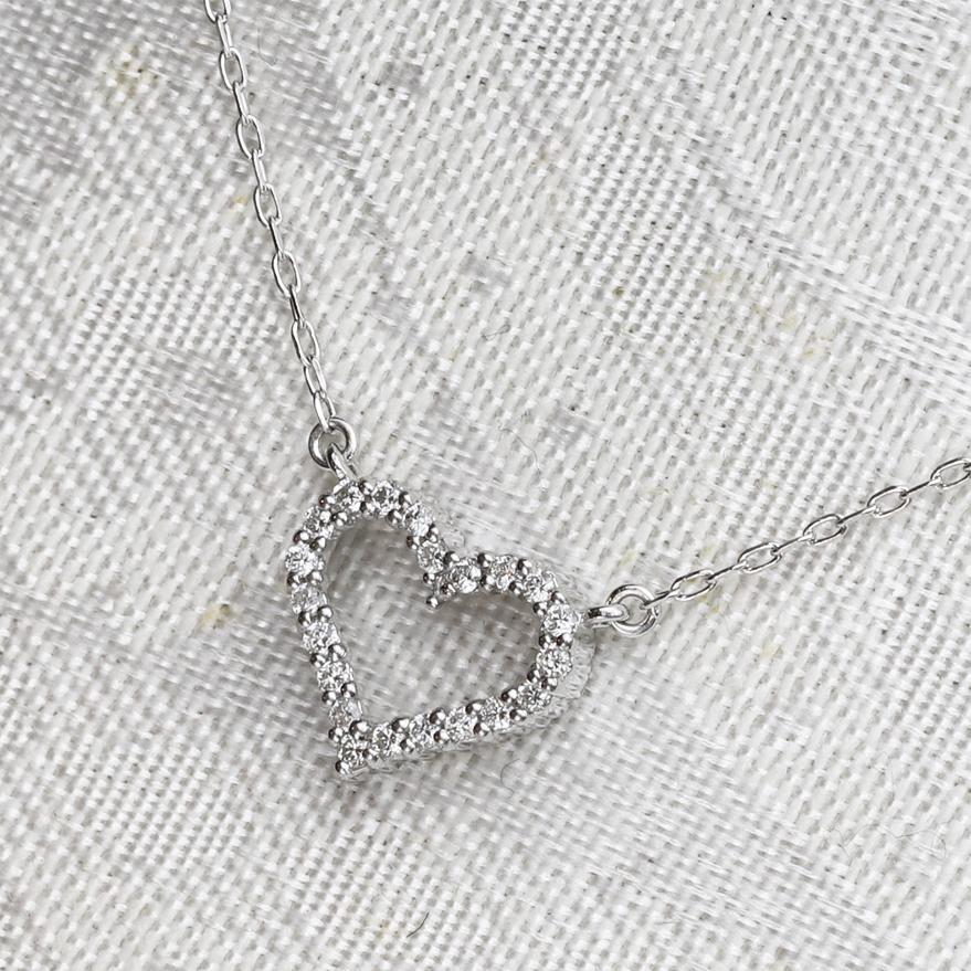 K18WGダイヤモンドネックレス0.19ct ハート 全国送料無料 diamondの画像