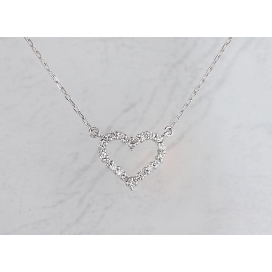 K18WGダイヤモンドネックレス0.19ct ハート 全国送料無料 diamondの画像