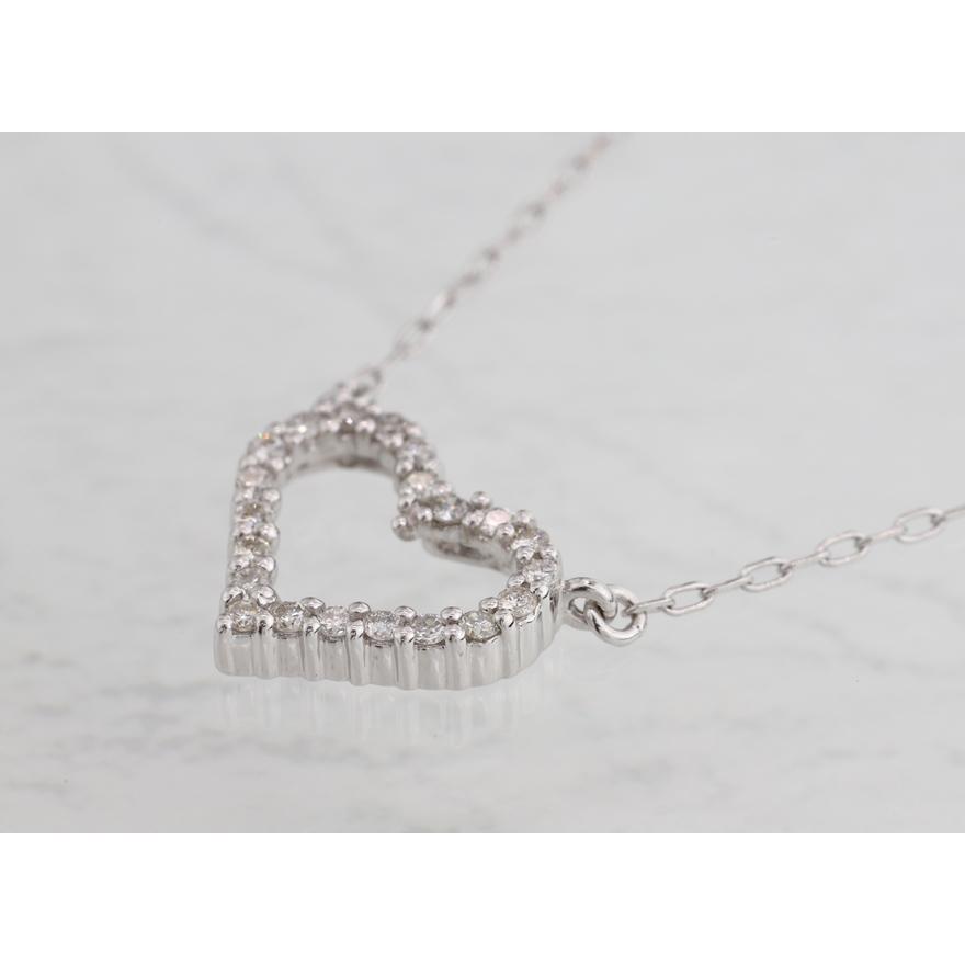 K18WGダイヤモンドネックレス0.19ct ハート 全国送料無料 diamondの画像