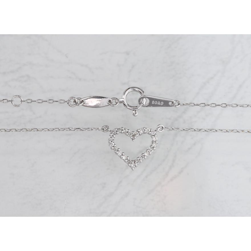 K18WGダイヤモンドネックレス0.19ct ハート 全国送料無料 diamondの画像