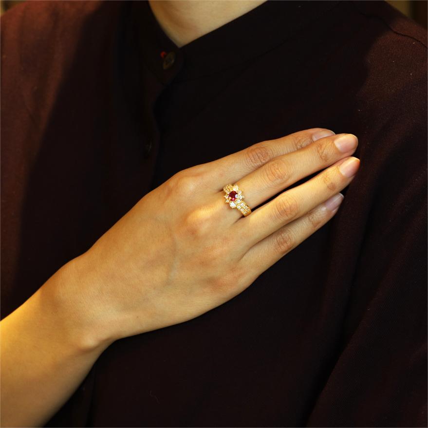 K18 ルビー0.57ct／ダイヤモンド0.62ctリン 全国送料無料 ruby