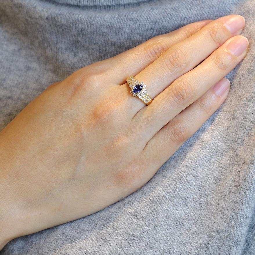 K18サファイヤ0.65ct/ダイヤモンド0.60ctリング 全国送料無料 sapphireの画像