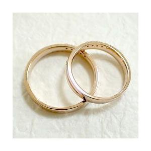 結婚指輪 クロス ダイヤモンド マリッジリング イエローゴールドK10 ペアリング 十字架 10金 受注 爆買の画像