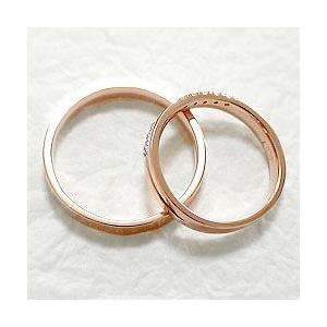 結婚指輪 クロスダイヤ ペアリング マリッジリング K10PG 10金 カップル 安い 注文製作 プレゼント ギフト 受注 爆買の画像