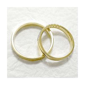 結婚指輪 クロス ダイヤ ペアリング マリッジリング 10金 イエローゴールドK10 十字架 カップル 安い 注文製作 プレゼント ギフト 受注 爆買の画像