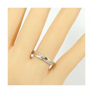 結婚指輪 クロスペアリング ダイヤモンド K10YG K10WG マリッジリング カップル 安い 注文製作 プレゼント ギフト 受注 爆買の画像
