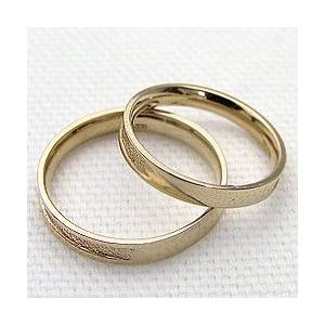結婚指輪 粗しデザイン マリッジリング イエローゴールドK10 ペアリング 10金 指輪 受注 爆買の画像