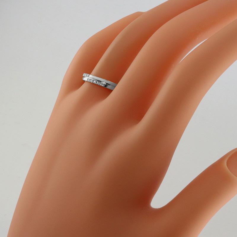 クロス プラチナ メンズ リング メンズリング 3mm幅 ダイヤモンドリング ダイヤリング 男性用 Pt900 十字架 指輪 ピンキーリング 受注 爆買の画像