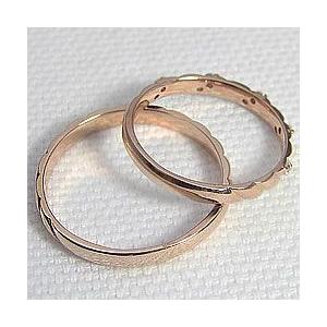 結婚指輪 デザインリング マリッジリング ダイヤモンド ピンクゴールドK10 ペアリング 10金 受注 爆買の画像