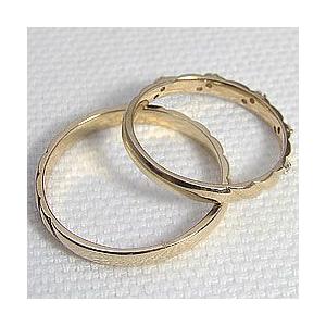 結婚指輪 ダイヤモンド ペアリング イエローゴールドK10 マリッジリング 10金 カップル 安い 注文製作 プレゼント ギフト 受注 爆買の画像