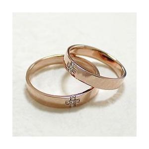 結婚指輪 ペアリング ダイヤモンド K10PG 人気 クロス デザイン マリッジリング カップル 安い 注文製作 プレゼント ギフト 受注 爆買の画像