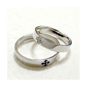 クロス 結婚指輪 ペアリング ダイヤモンド ブラックダイヤモンド ホワイトゴールドK10 マリッジリング 指輪  安い 注文製作 プレゼント ギフト 受注 爆買の画像