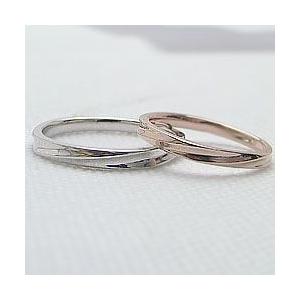 結婚指輪 ペアリング ピンクゴールドK10 ホワイトゴールドK10 シンプル マリッジリング 2本セット カップル 安い 注文製作 プレゼント ギフト 受注 爆買の画像