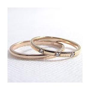 結婚指輪 スリーストーン ペアリング ピンクゴールドK18 ダイヤモンド マリッジリング カップル 安い 注文製作 プレゼント ギフト 受注 爆買の画像