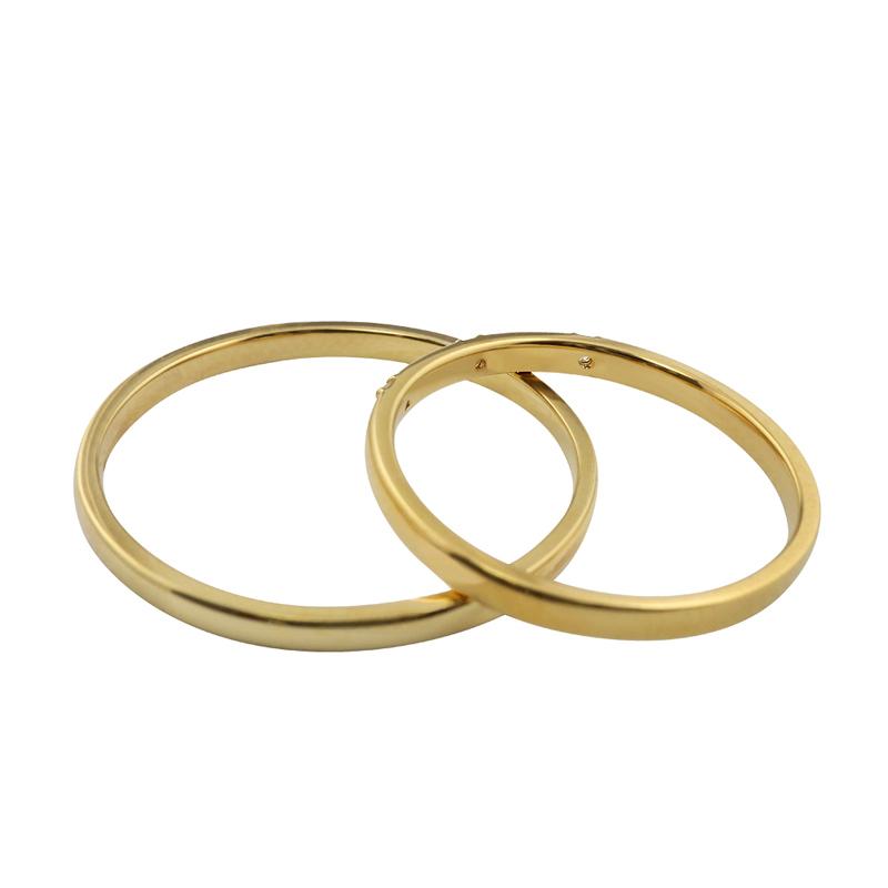 結婚指輪 ペアリング 18金 スリーストーン ダイヤモンド K18 トリロジー マリッジリング  カップル 注文製作 プレゼント ギフト 受注 爆買の画像