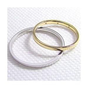 結婚指輪 スリーストーン ダイヤモンド マリッジリング トリロジー イエローゴールドK18 ホワイトゴールドK18 ペアリング 18金 受注 爆買の画像