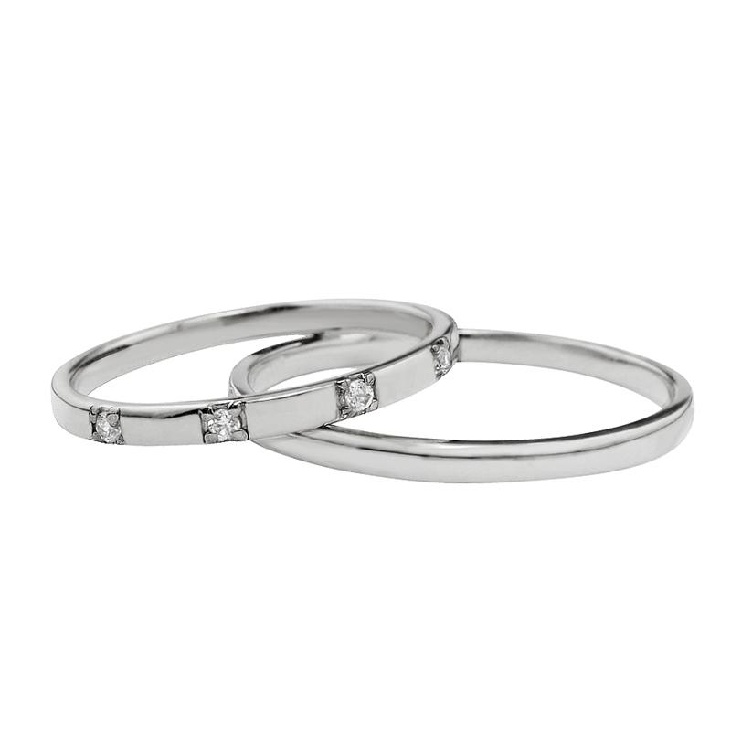 指輪 ペア 結婚指輪 プラチナ ファイブストーン ダイヤモンドリング ペアリング Pt900 カップル 安い 注文製作 プレゼント ギフト 受注 爆買の画像