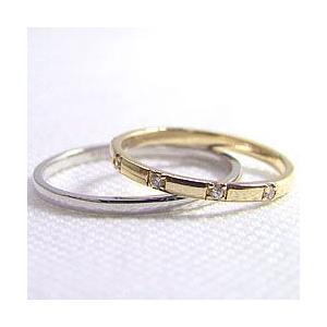 結婚指輪 ペアリング ファイブストーン ダイヤモンドリング マリッジリング K18YG K18WG カップル 安い 注文製作 プレゼント ギフト 受注 爆買の画像