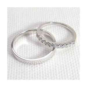 結婚指輪 ダイヤモンド エタニティリング 0.30ct 平打ち マリッジリング ホワイトゴールドK10 ペアリング 10金 受注 爆買の画像