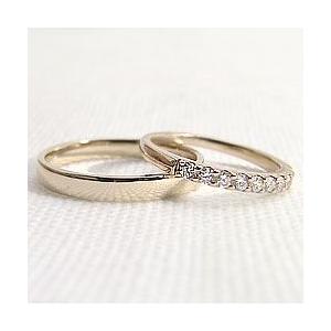 結婚指輪 ダイヤモンド エタニティリング 0.30ct 平打ち マリッジリング イエローゴールドK10 ペアリング 10金 受注 爆買の画像