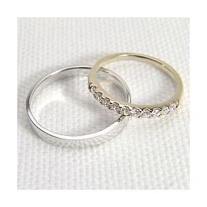 結婚指輪 ダイヤモンド エタニティリング 0.30ct 平打ち マリッジリング イエローゴールドK10 ホワイトゴールドK10 ペアリング 10金 受注 爆買の画像