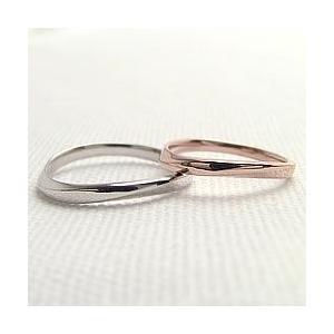 結婚指輪 マリッジリング デザインリング ピンクゴールドK10 ホワイトゴールドK10 ペアリング 2本セット 受注 爆買の画像