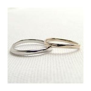 結婚指輪 マリッジリング デザインリング イエローゴールドK10 ホワイトゴールドK10 ペアリング 2本セット 受注 爆買の画像