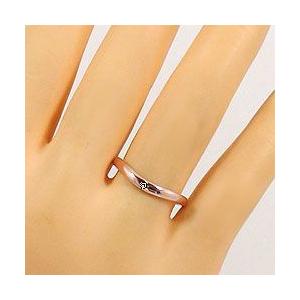 結婚指輪 Vライン 一粒 ダイヤモンド マリッジリング ピンクゴールドK10 ペアリング 2本セット 受注 爆買の画像