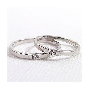 結婚指輪 ペアリング 一粒ダイヤモンド ホワイトゴールドK10 マリッジリング 2本セット カップル 安い 注文製作 プレゼント ギフト 受注 爆買の画像
