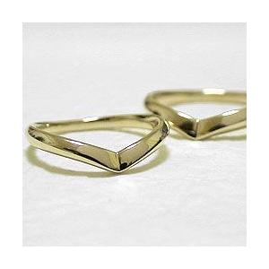 結婚指輪 ペアリング イエローゴールドK10 V字 マリッジリング 10金 カップル 安い 注文製作 プレゼント ギフト 受注 爆買の画像