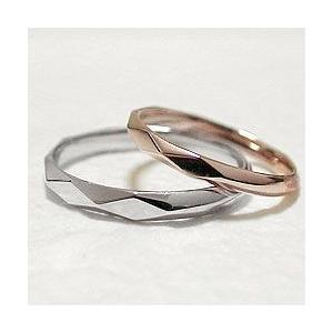 結婚指輪 ペアリング ひし形デザイン ピンクゴールドK10 ホワイトゴールドK10 マリッジリング カップル 安い 注文製作 プレゼント ギフト 受注 爆買の画像