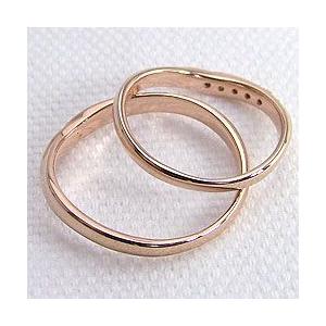 結婚指輪 Vライン ダイヤモンド マリッジリング ピンクゴールドK10 V字 ペアリング 2本セット 受注 爆買の画像
