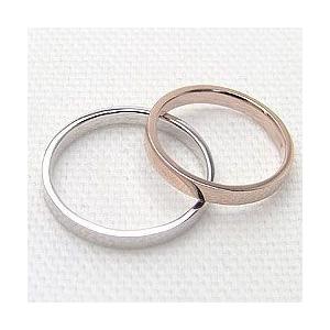 結婚指輪 平打ち 2.5ミリ幅 マリッジリング ピンクゴールドK10 ホワイトゴールドK10 ペアリング 2本セット 受注 爆買の画像