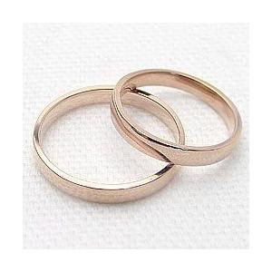 結婚指輪 平打ち 3mm幅 マリッジリング ピンクゴールドK10 ペアリング 2本セット 受注 爆買の画像
