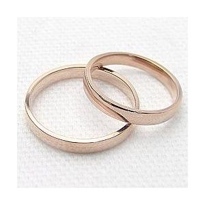 結婚指輪 平打ち 3mm ペアリング マリッジリング ピンクゴールドK10 カップル 安い 注文製作 プレゼント ギフト 受注 爆買の画像