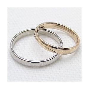 結婚指輪 平甲丸 3mm ペアリング イエローゴールドK10 ホワイトゴールドK10 マリッジリング カップル 安い 注文製作 プレゼント ギフト 受注 爆買の画像