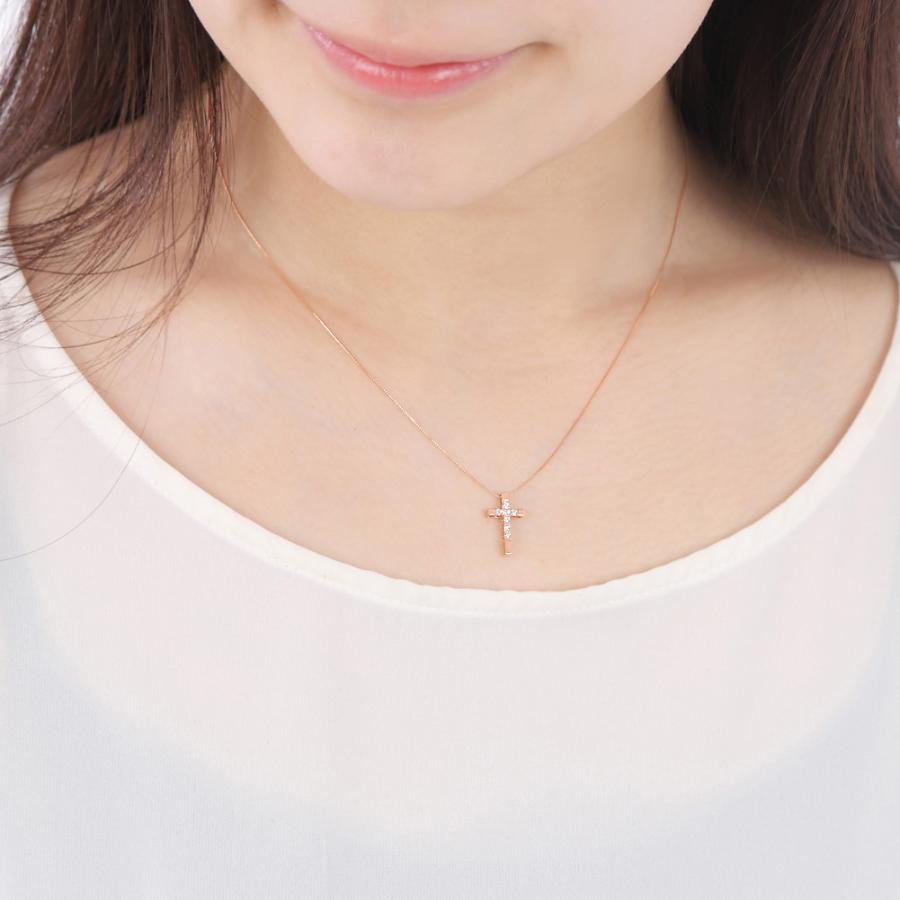 ネックレス クロス ダイヤモンド ネックレス ホワイトゴールドK18 十字架ペンダント 7ストーン 18金 レディース 注文製作 プレゼント ギフト 受注 爆買_7