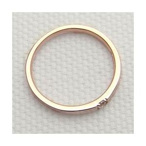 一粒ダイヤモンド シンプルリング ピンクゴールドK18 K18PG 注文製作 プレゼント ギフト 受注 爆買の画像