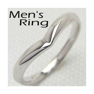 メンズリング Vライン メンズ リング ホワイトゴールドK18 18金 ゴールド K18WG 男性用指輪 贈り物 アクセサリー ピンキーリング 受注