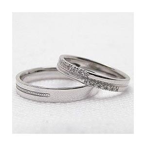 結婚指輪 クロス ダイヤモンド ミル打ち マリッジリング ホワイトゴールドK10 ペアリング 十字架 2本セット 受注 爆買の画像