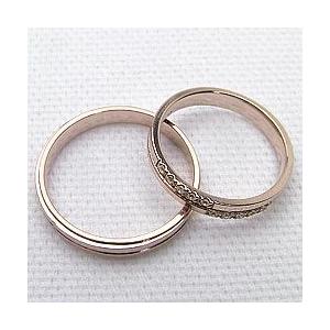 結婚指輪 クロス ダイヤモンド マリッジリング ピンクゴールドK10 ペアリング 十字架 2本セット 受注 爆買の画像