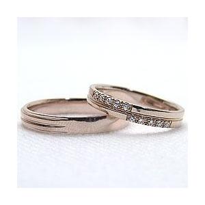 結婚指輪 クロスペアリング ダイヤモンド マリッジリング ピンクゴールドK10 カップル 安い 注文製作 プレゼント ギフト 受注 爆買の画像