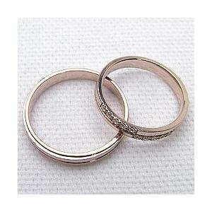 結婚指輪 クロスペアリング ダイヤモンド マリッジリング ピンクゴールドK10 カップル 安い 注文製作 プレゼント ギフト 受注 爆買の画像